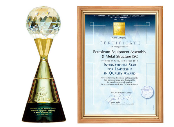 PVC-MS nhận giải thưởng Cúp vàng - Ngôi sao quốc tế dẫn đầu về chất lượng