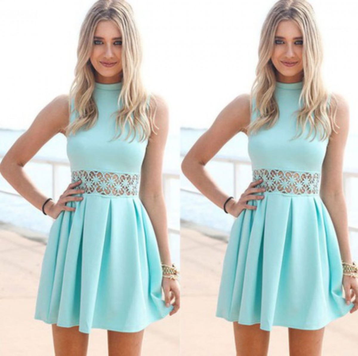 Phong cách thanh lịch với váy xanh pastel