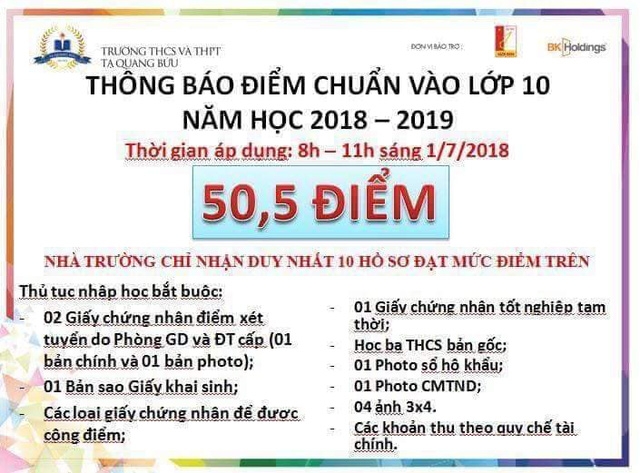 diem chuan lop 10 nhay mua tu 46 len 505 trong 2 ngay so gddt noi gi