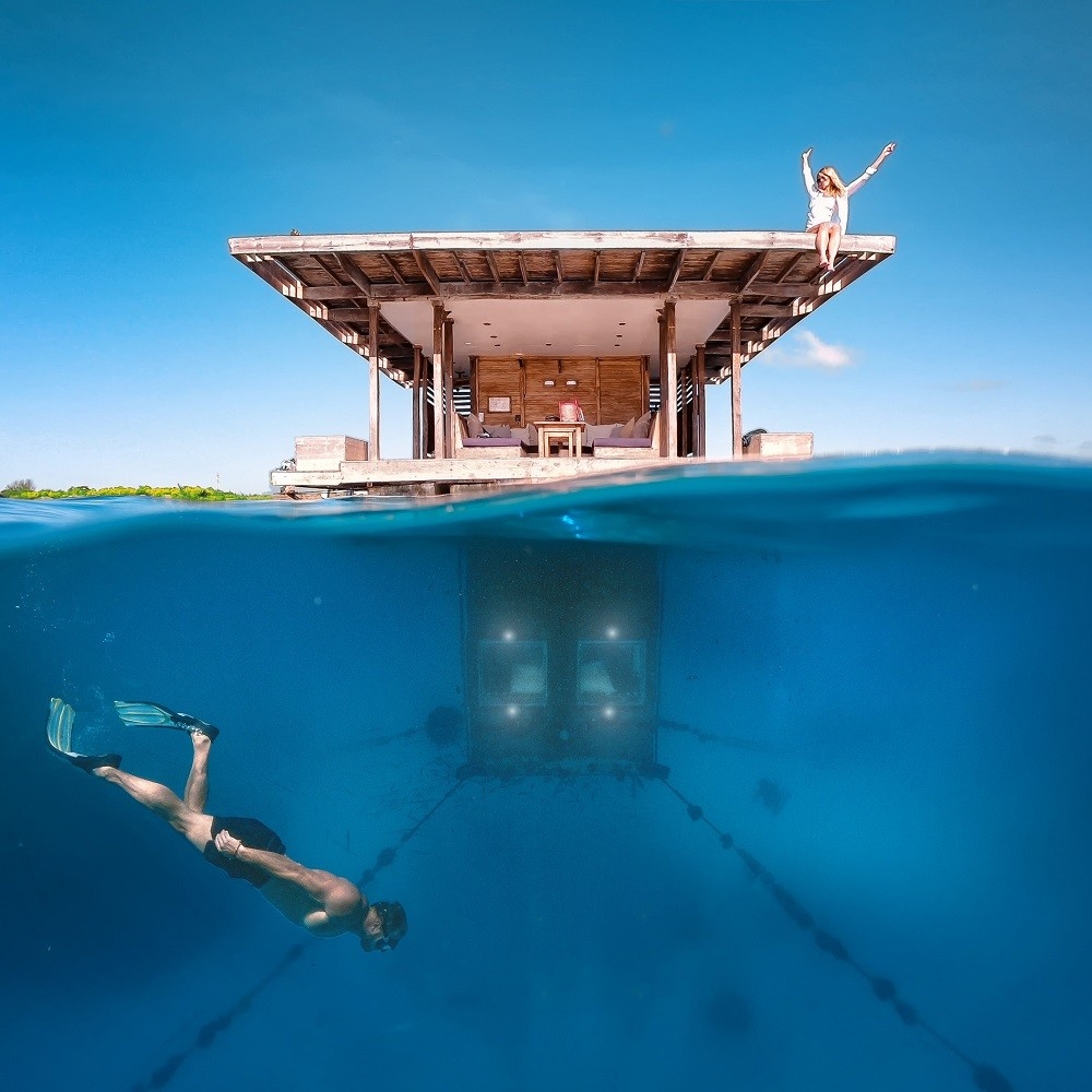 Khu nghỉ dưỡng Manta Resort nổi tiếng với những căn phòng nghỉ nằm sâu 4m so với mực nước biển. (Nguồn: MantaResort)