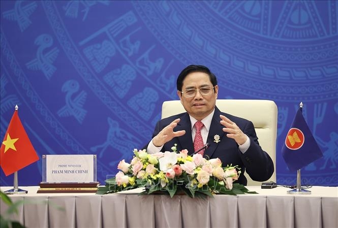 Thủ tướng Phạm Minh Chính phát biểu tại buổi tiếp xã giao Đại sứ, đại biện các nước ASEAN và các đối tác tham gia Hội nghị cấp cao Đông Á (EAS) lần thứ 16.