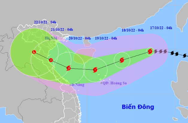 Bão Nesat di chuyển theo hướng Tây Tây Bắc, gió giật cấp 14