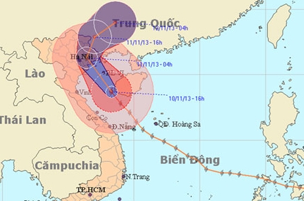Tâm bão Haiyan chuyển hướng vào Thái Bình - Quảng Ninh