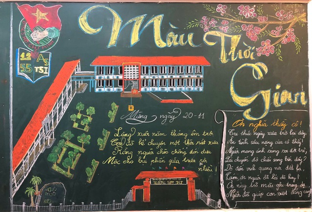 Độc đáo báo tường bằng... phấn vẽ trên bảng đen mừng Ngày Nhà giáo Việt Nam - 14