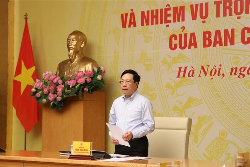 Phó Thủ tướng Thường trực Chính phủ Phạm Bình Minh - Trưởng Ban Chỉ đạo 389 Quốc gia phát biểu tại hội nghị.