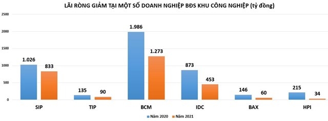 Lợi nhuận của các doanh nghiệp BĐS khu công nghiệp năm 2021 phân hóa ra sao?