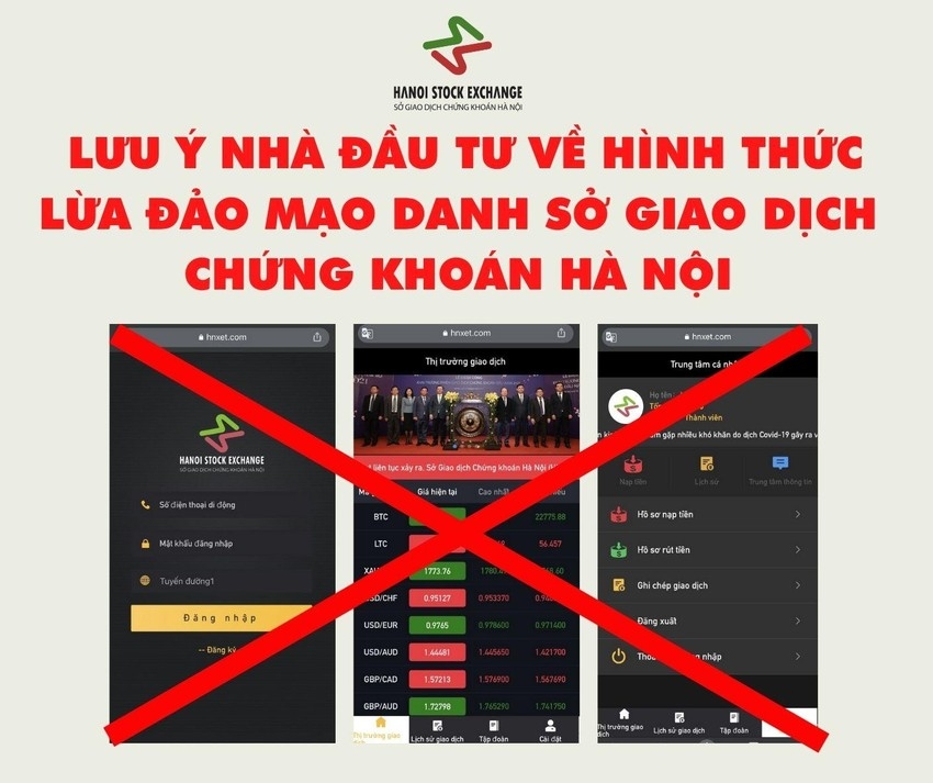 HNX: Cảnh báo tình trạng giả mạo website kêu gọi huy động tiền và đầu tư chứng khoán