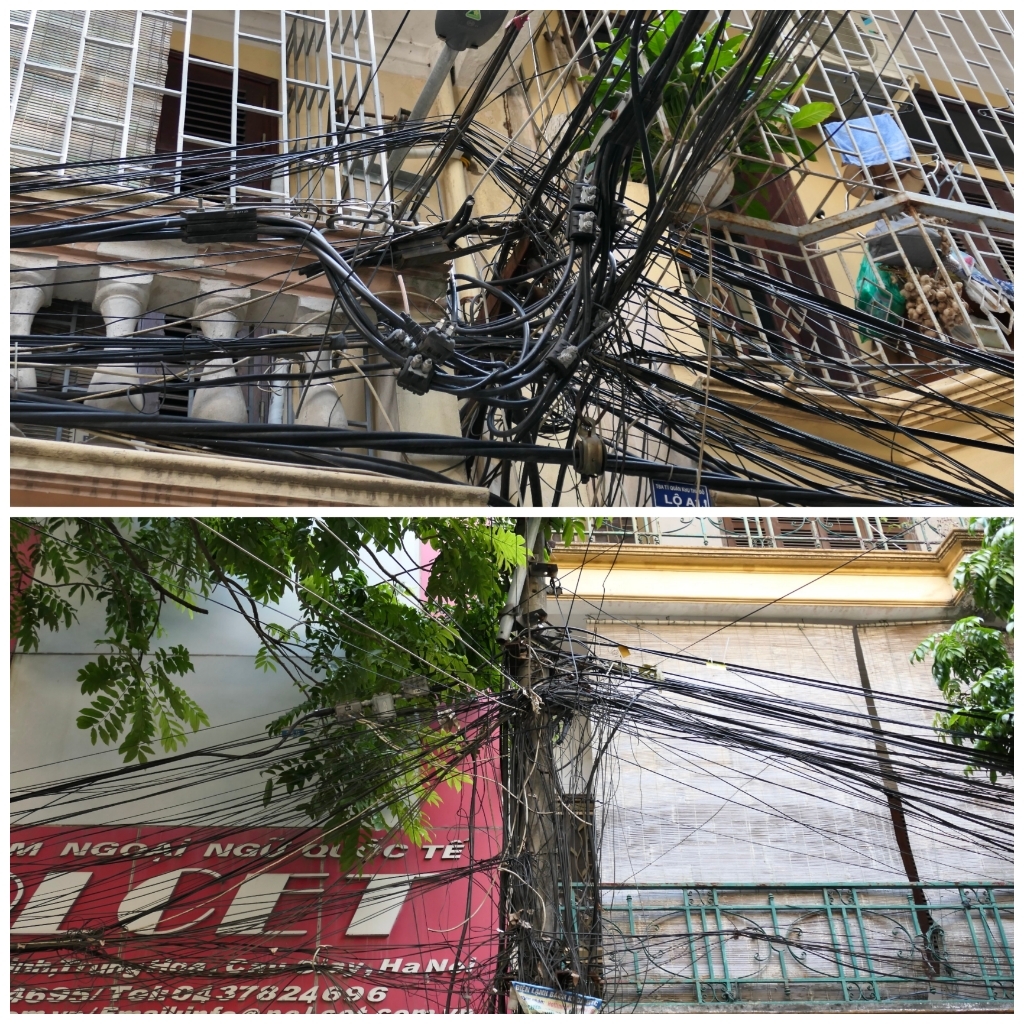 Dây điện, cáp viễn thông chằng chịt khắp đường phố Hà Nội