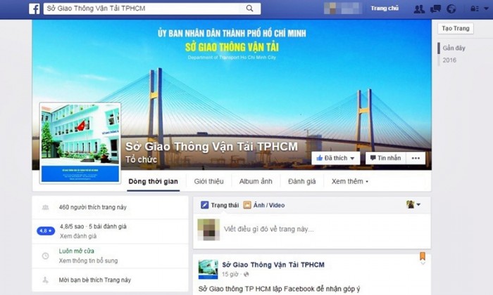 so gtvt tp hcm tiep nhan y kien nguoi dan qua facebook