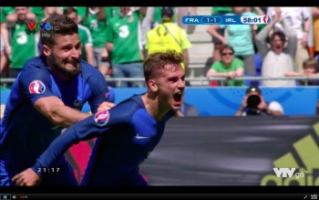 [VIDEO] CH Ireland 1-2 Pháp: Griezmann ghi 2 bàn trong 3 phút