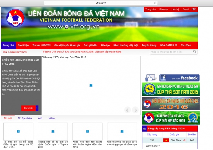 website cua vff song sau khi bi hacker tan cong