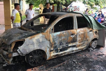 Ôtô của Đại úy CSGT bị cháy rụi trước trụ sở công an