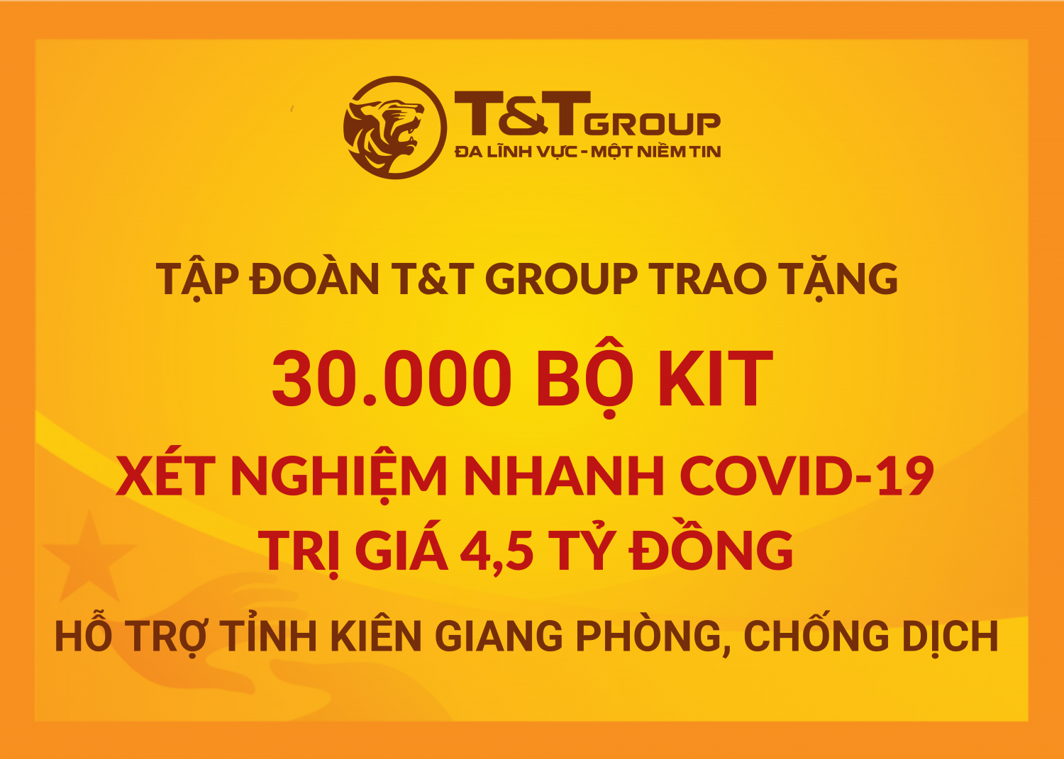T&T Group tặng 50.000 bộ kit xét nghiệm nhanh Covid-19 trị giá 7,5 tỷ đồng cho Thanh Hóa và Kiên Giang