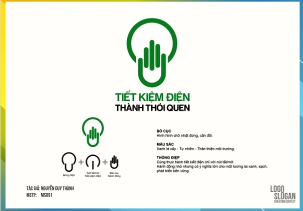 Khẩu hiệu “Tiết kiệm điện thành thói quen” đoạt giải Nhất cuộc thi “Sáng tạo logo và slogan về tiết kiệm điện