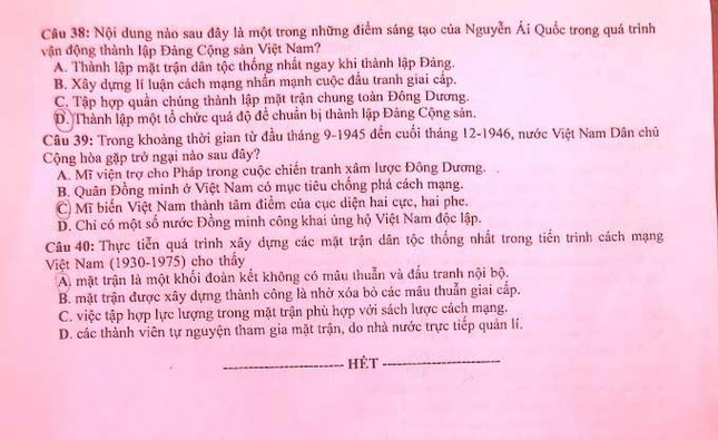 Gợi ý giải đề thi môn Lịch sử kỳ thi tốt nghiệp THPT 2021