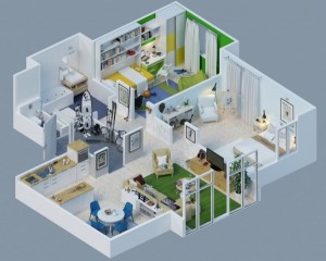 Thiết kế nội thất 3D cho chung cư mang phong cách hiện đại