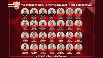 Chủ nhà World Cup 2018 công bố danh sách cầu thủ