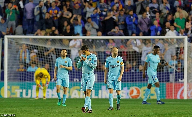 Thua Levante 4-5, Barcelona đứt mạch bất bại ở La Liga