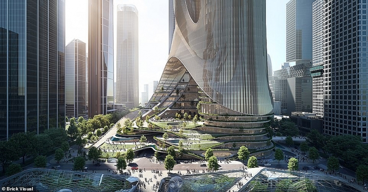 Hình ảnh ấn tượng về “Thành phố thẳng đứng” theo phong cách khoa học viễn tưởng