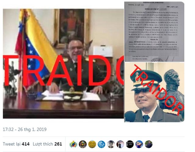 Quan chức quân sự Venezuela tại Mỹ đào tẩu, ủng hộ 