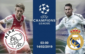 Xem trực tiếp bóng đá Ajax vs Real Madrid (C1 châu Âu), 3h ngày 14/2 ở đâu?