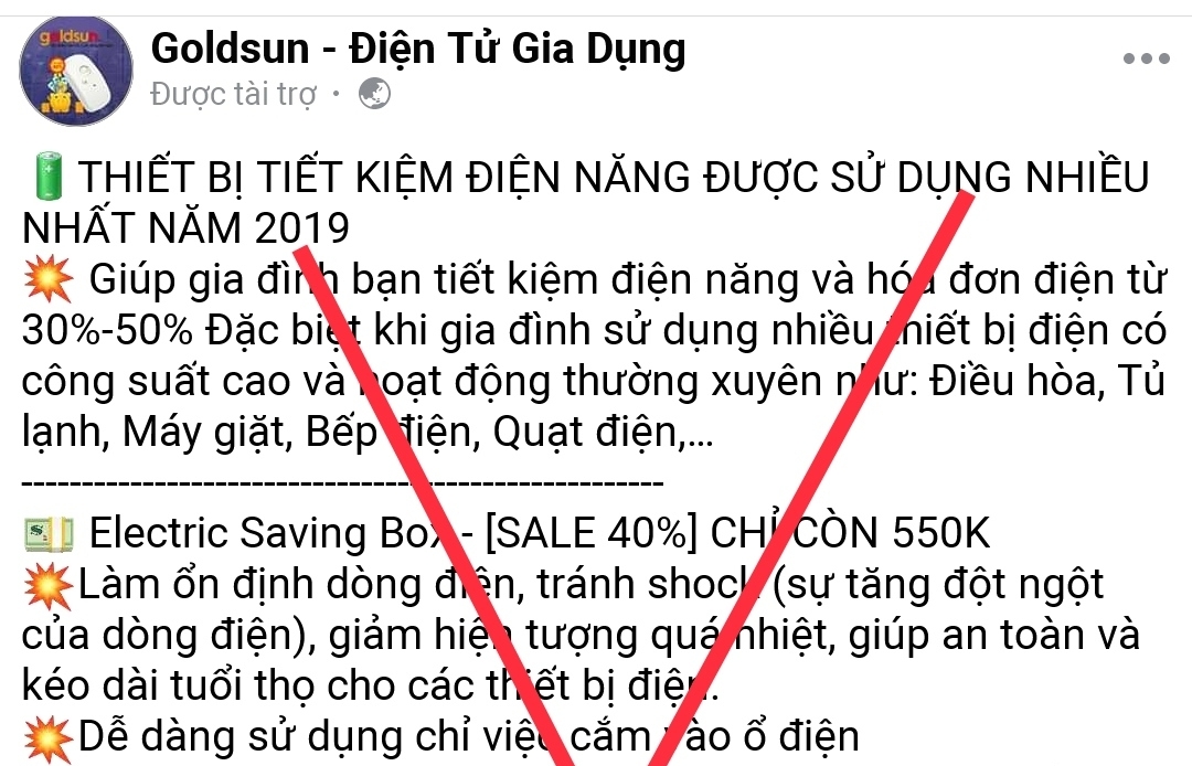 Cảnh báo về quảng cáo không đúng sự thật về thiết bị tiết kiệm điện