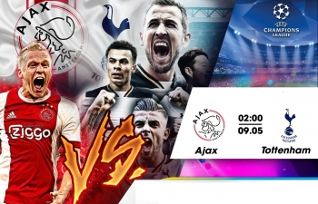Link xem trực tiếp bóng đá Ajax vs Tottenham (C1 Châu Âu), 2h ngày 9/5