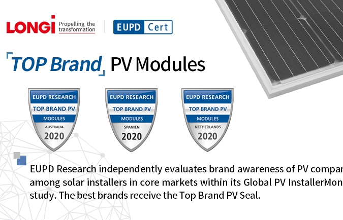 LONGi nhận giải thưởng Top Brand PV 2020 của EuPD Research
