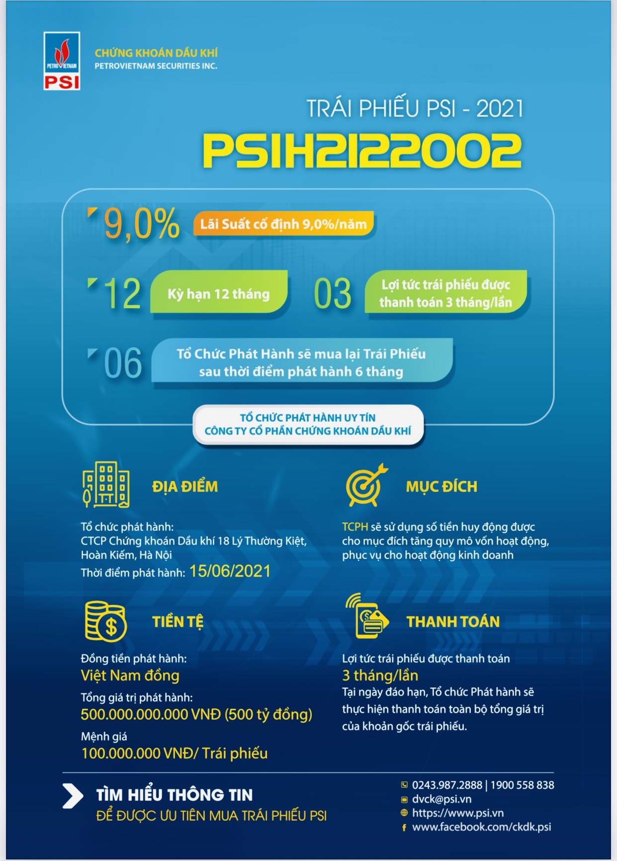 PSI phát hành 500 tỷ trái phiếu đợt 2 năm 2021