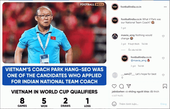 Báo Ấn Độ bất ngờ mong muốn HLV Park Hang Seo dẫn dắt đội tuyển quốc gia - 1