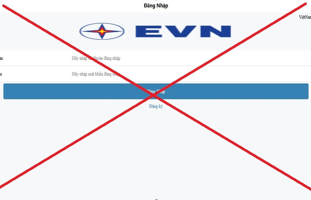 Lại xuất hiện trang web giả mạo thương hiệu EVN