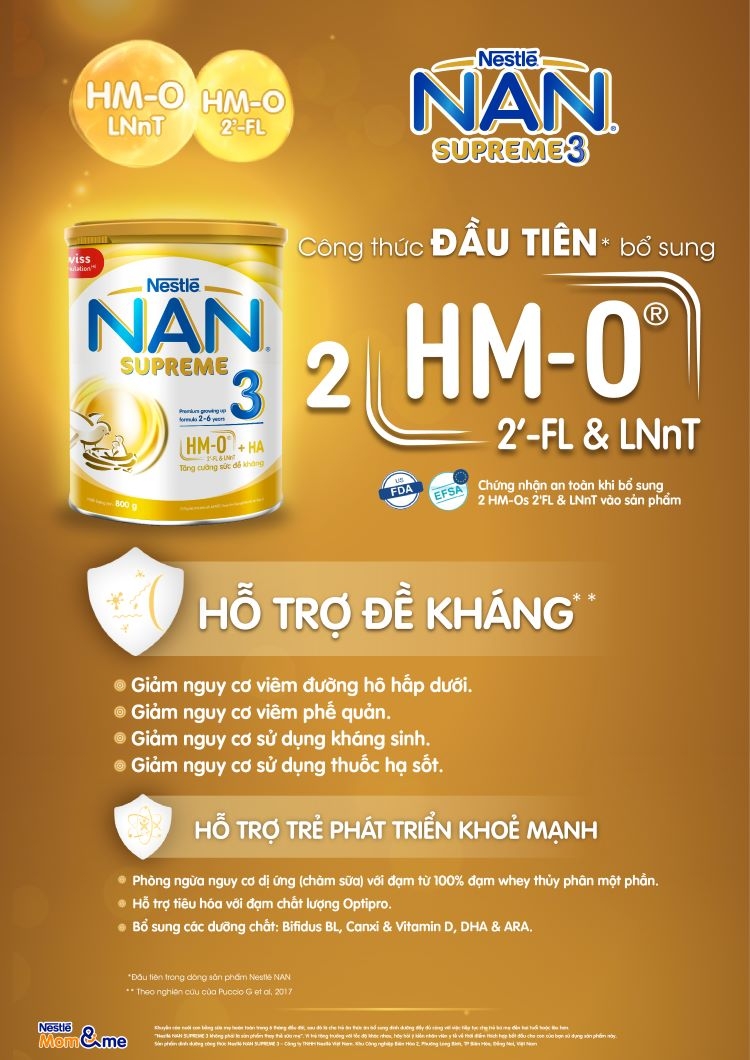 Nestlé Việt Nam ra mắt sản phẩm NAN SUPREME 3 bổ sung HMOs 2'-FL và LNnT giúp trẻ tăng cường đề kháng