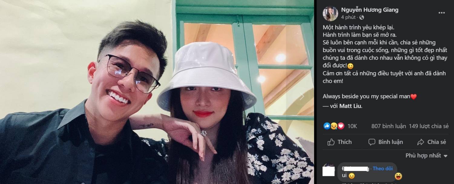 Cặp đôi Hương Giang, Matt Liu chính thức “đường ai nấy đi” sau 2 năm mặn nồng