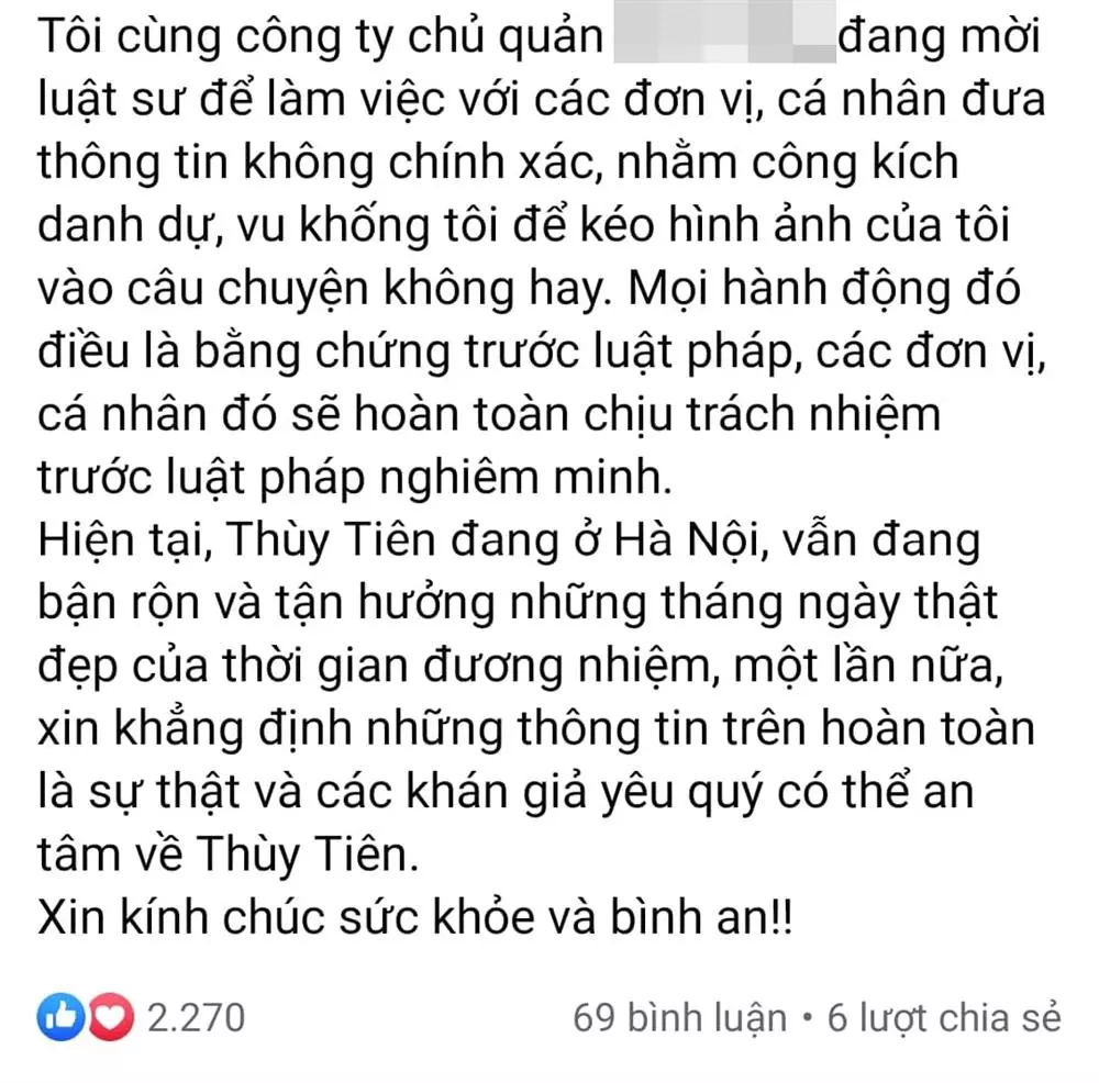 Hoa hậu Nguyễn Thúc Thùy Tiên thuê luật sư đảm bảo danh dự cho mình