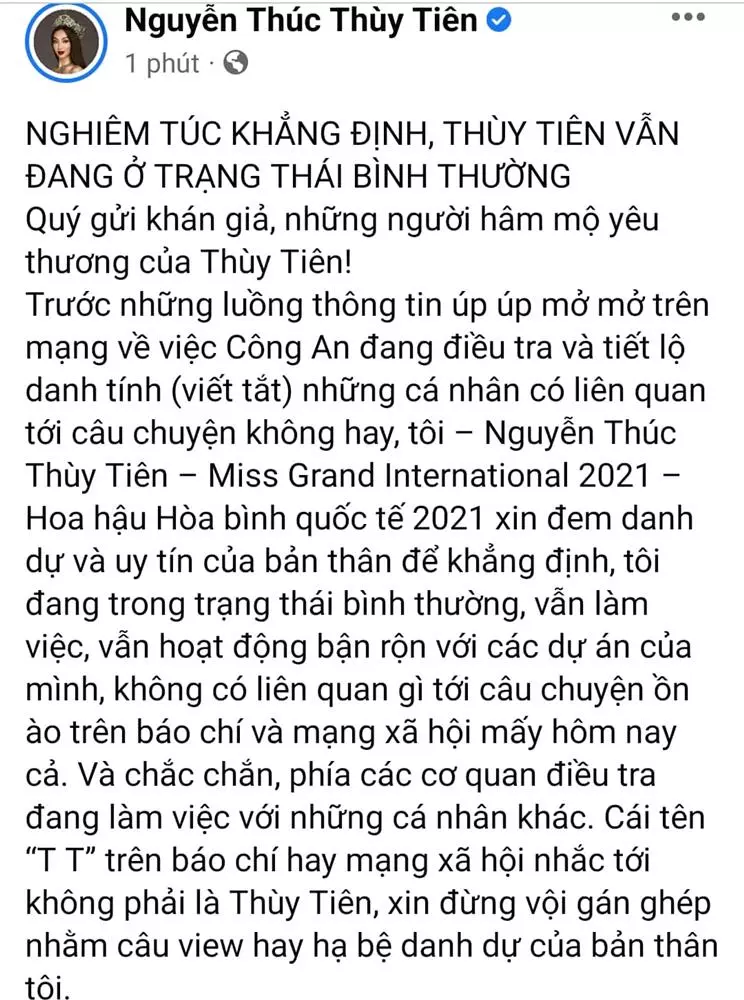 Hoa hậu Nguyễn Thúc Thùy Tiên thuê luật sư đảm bảo danh dự cho mình