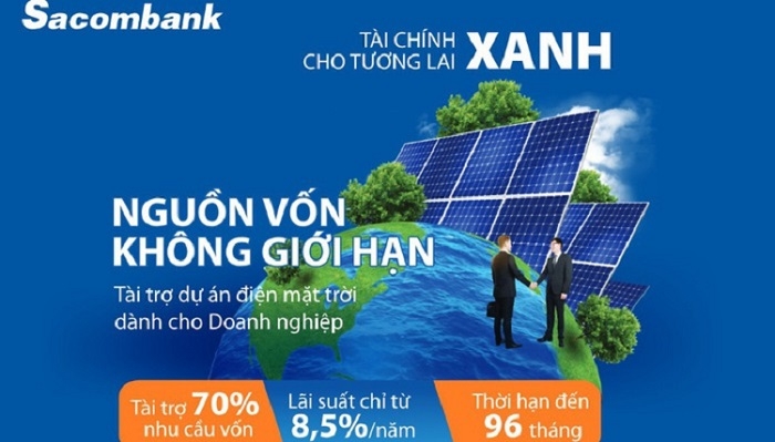 Sacombank triển khai chương trình tín dụng tài trợ lên đến 70% vốn dự án điện mặt trời cho doanh nghiệp