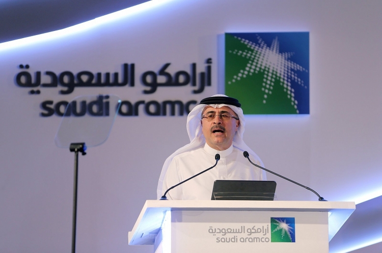 CEO Aramco , Amin Nasserphát biểu trong một cuộc họp báo tại Trung tâm Hội nghị Plaza ở Dhahran, Ả Rập Xê Út, vào ngày 3 tháng 11 năm 2019. 