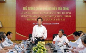 Thủ tướng Nguyễn Tấn Dũng làm việc với Bộ Tài nguyên và Môi trường